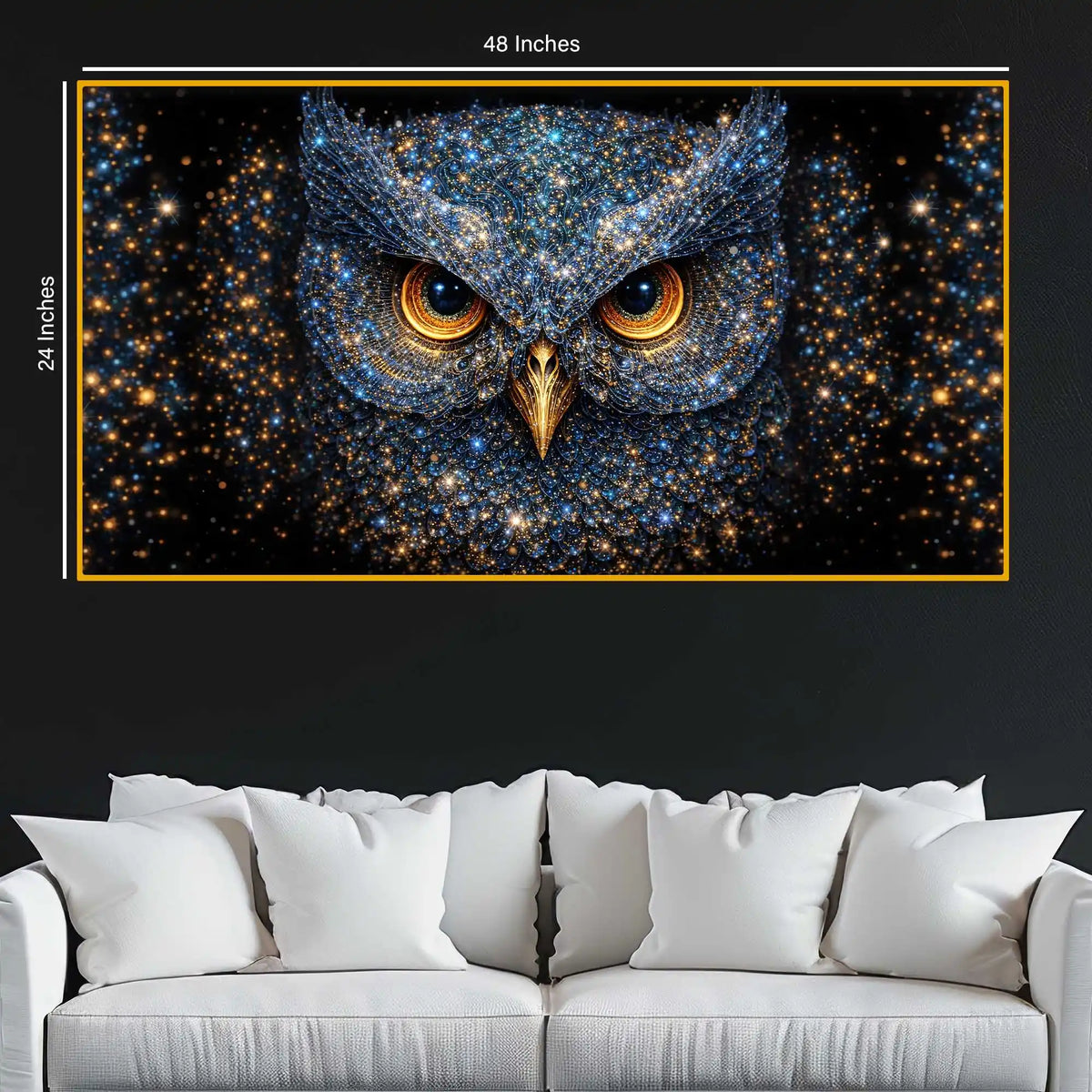 Premium Majestic Owl Crystal Glass Wall Painting for Living Room Décor
