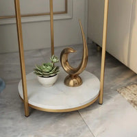 Premium Metallic Stand Two Layer Marble Side Table