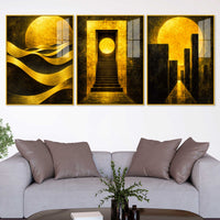 Premium Modern Floating Acrylic Wall Painting Set of 3
