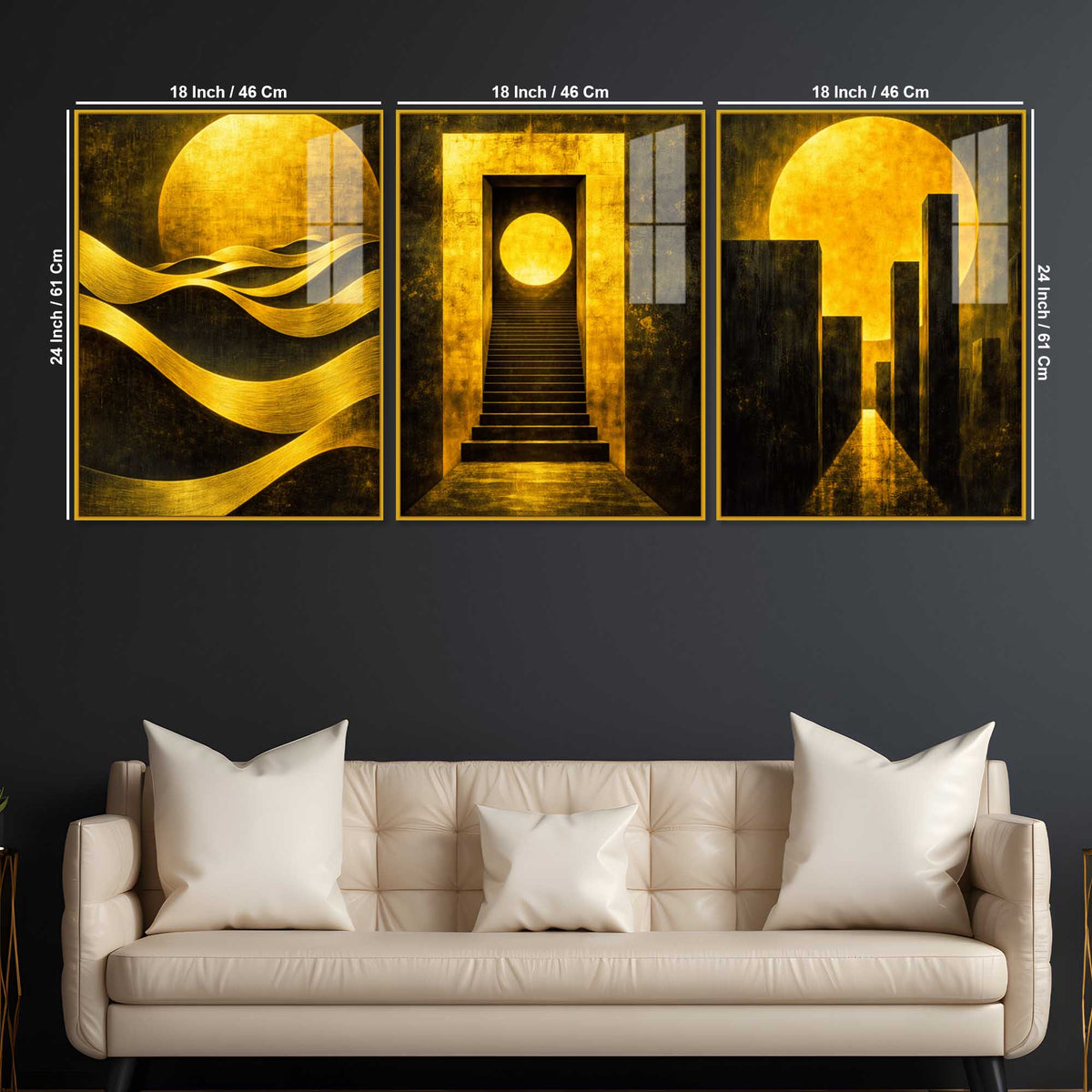 Premium Modern Floating Acrylic Wall Painting Set of 3
