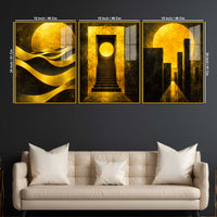 Premium Modern Floating Acrylic Wall Painting Set of 3