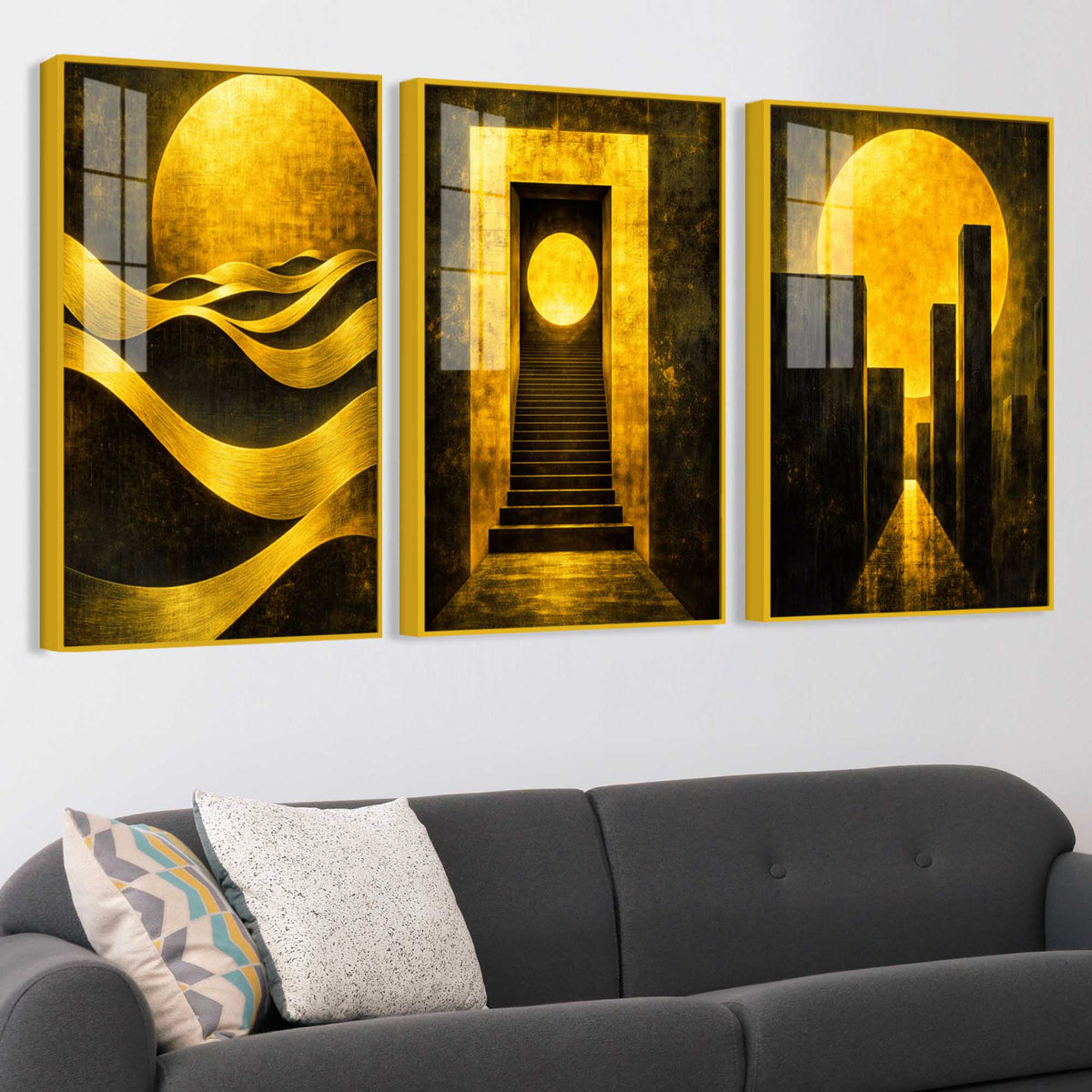 Premium Modern Floating Acrylic Wall Painting Set of 3