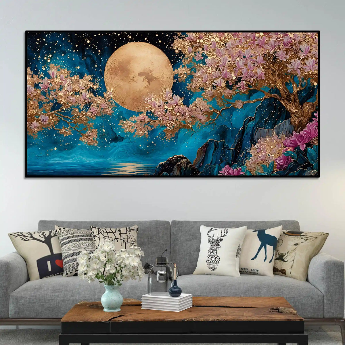 Premium Nature Abstract Wall Art Blossom Tree Canvas Painting