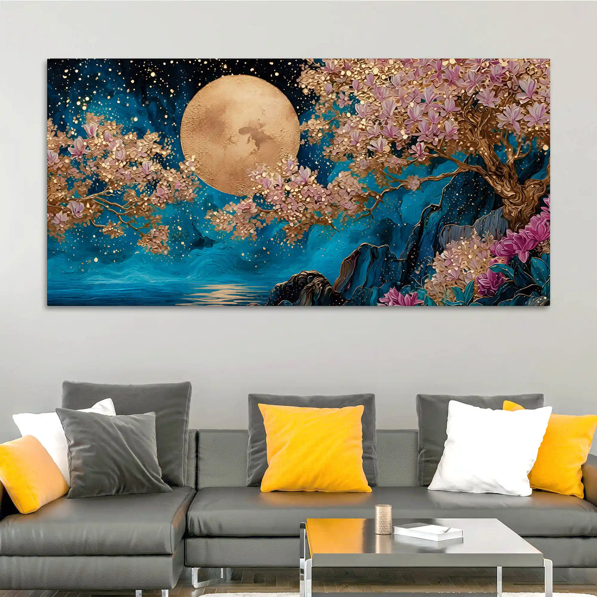 Premium Nature Abstract Wall Art Blossom Tree Canvas Painting