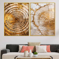 Premium Nature Inspired Tree Ring Acrylic Floating Wall Painting Set of 2