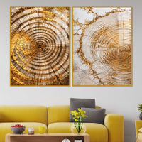 Premium Nature Inspired Tree Ring Acrylic Floating Wall Painting Set of 2
