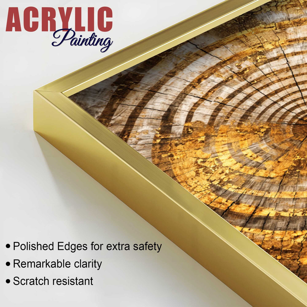 Premium Nature Inspired Tree Ring Acrylic Floating Wall Painting Set of 2