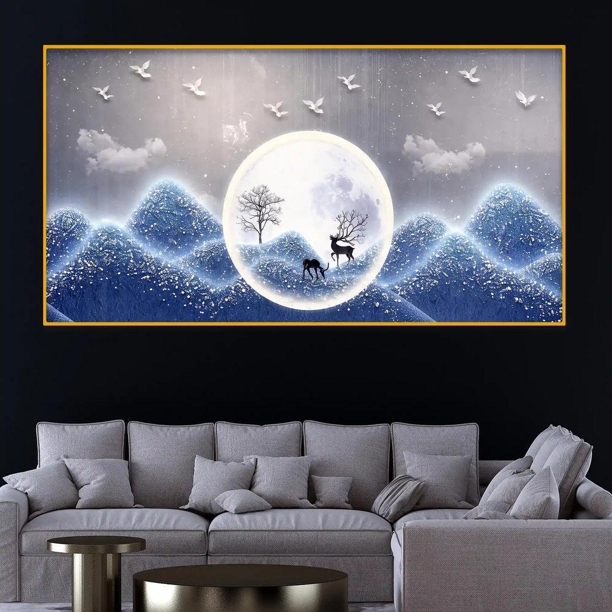 Premium Nature Moonlight Crystal Glass Painting for Calming Spaces