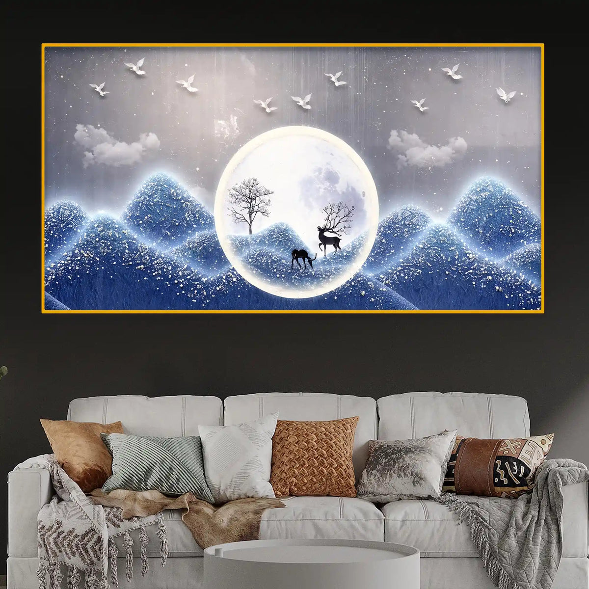 Premium Nature Moonlight Crystal Glass Painting for Calming Spaces