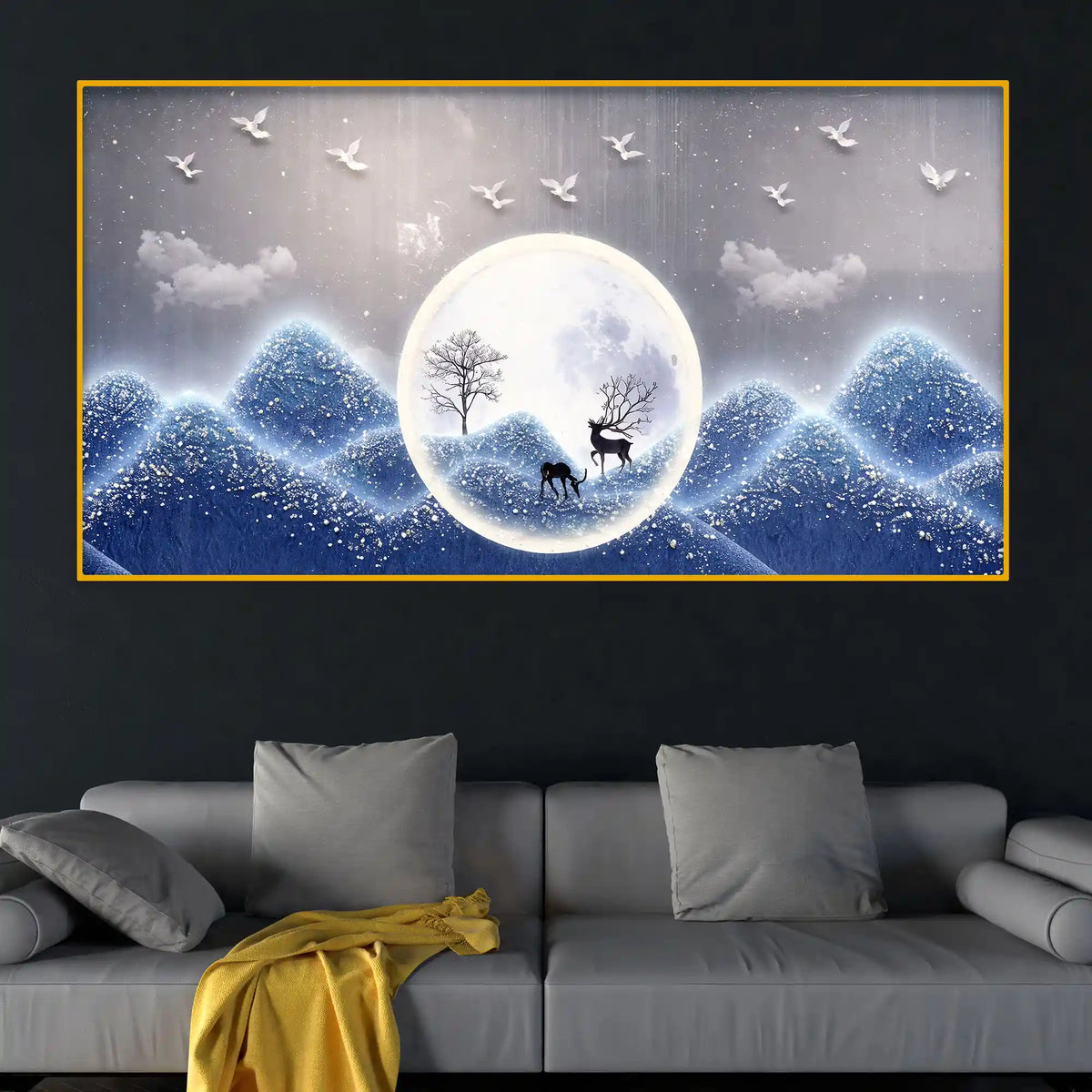 Premium Nature Moonlight Crystal Glass Painting for Calming Spaces