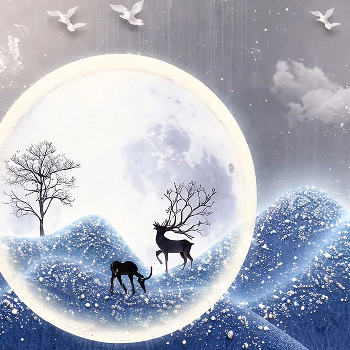 Premium Nature Moonlight Crystal Glass Painting for Calming Spaces
