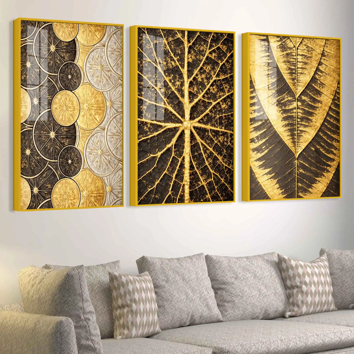 Premium Nature Texture Floating Acrylic Painting Set of 3