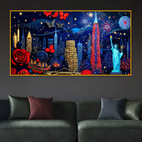 Premium New York City with Statue of Liberty Crystal Glass Painting