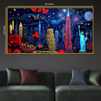 Premium New York City with Statue of Liberty Crystal Glass Painting