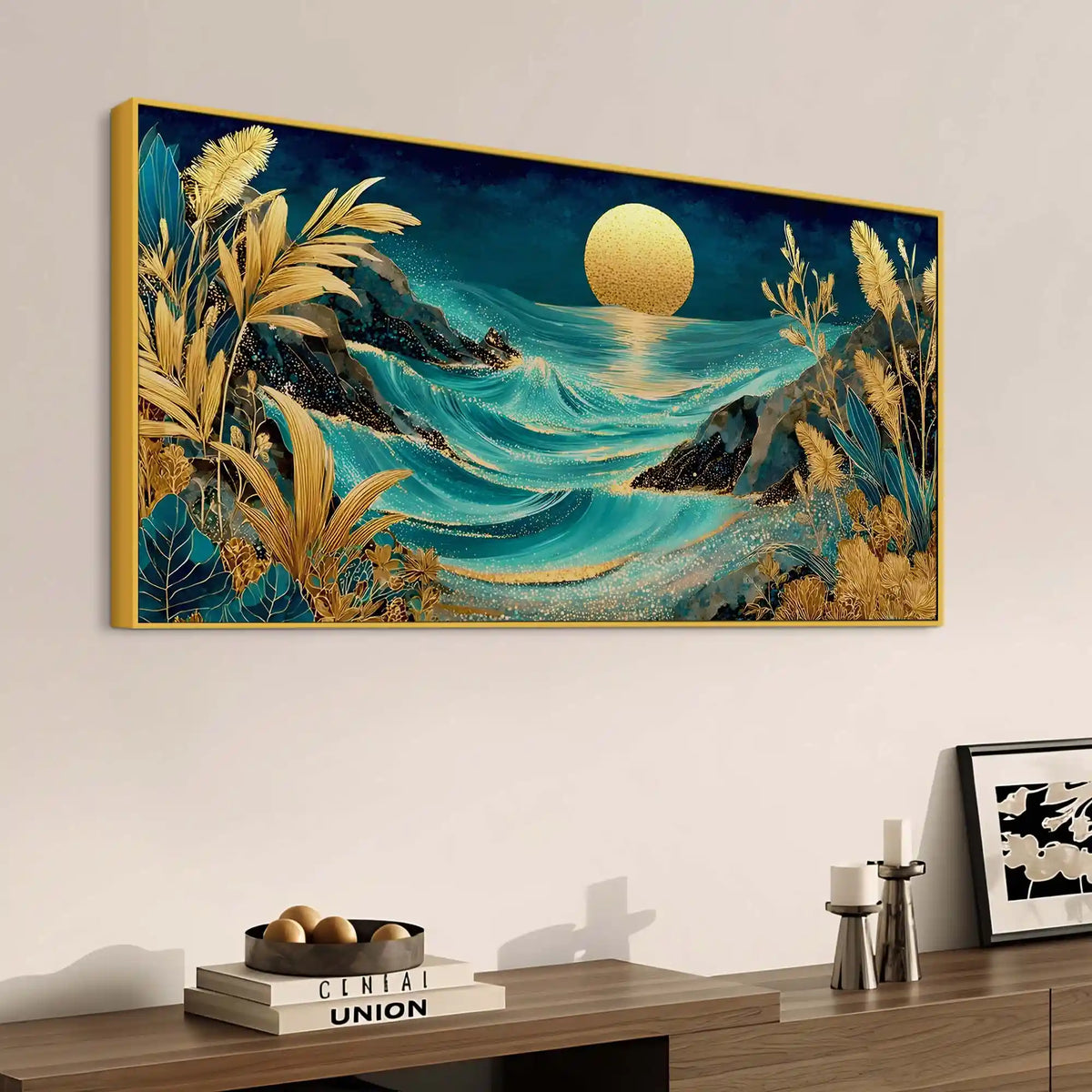 Premium Ocean Sunset Abstract Canvas Painting