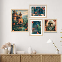 Premium Palace and Nature Art Wall Frame Set of Four