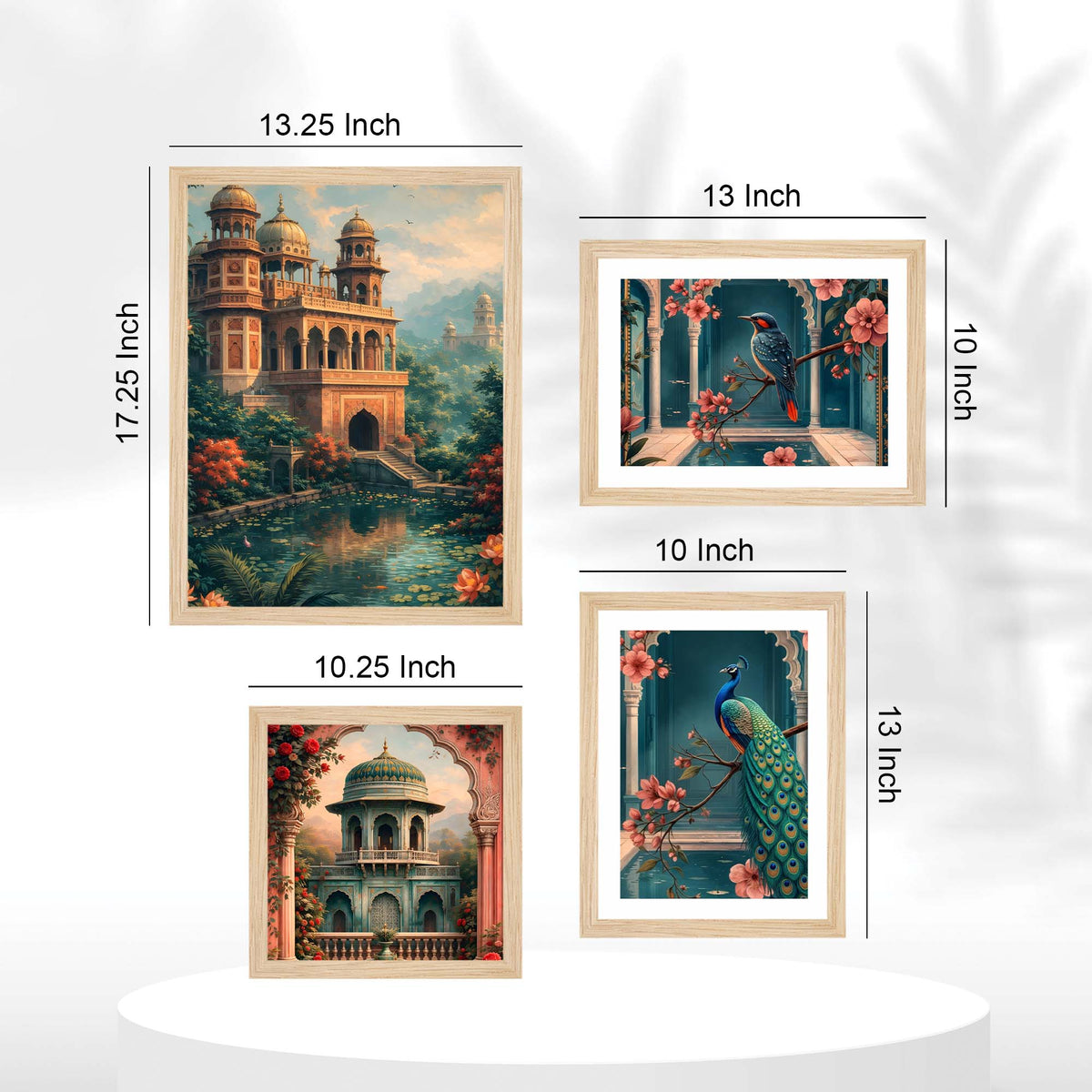 Premium Palace and Nature Art Wall Frame Set of Four