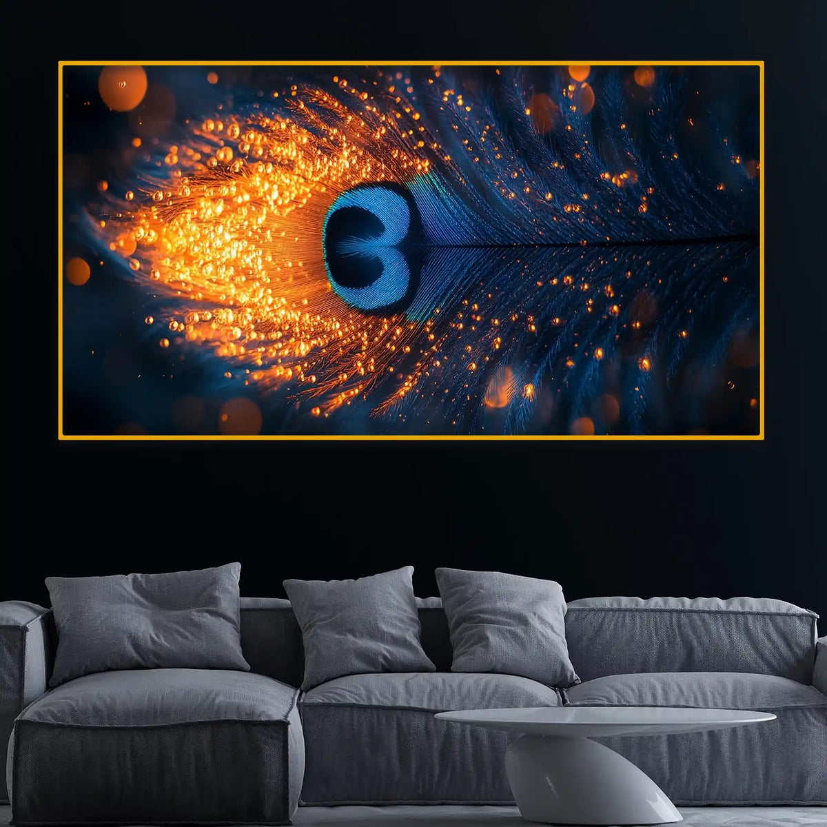 Premium Peacock Feather Crystal Glass Wall Painting