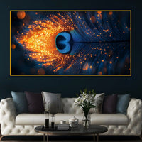Premium Peacock Feather Crystal Glass Wall Painting