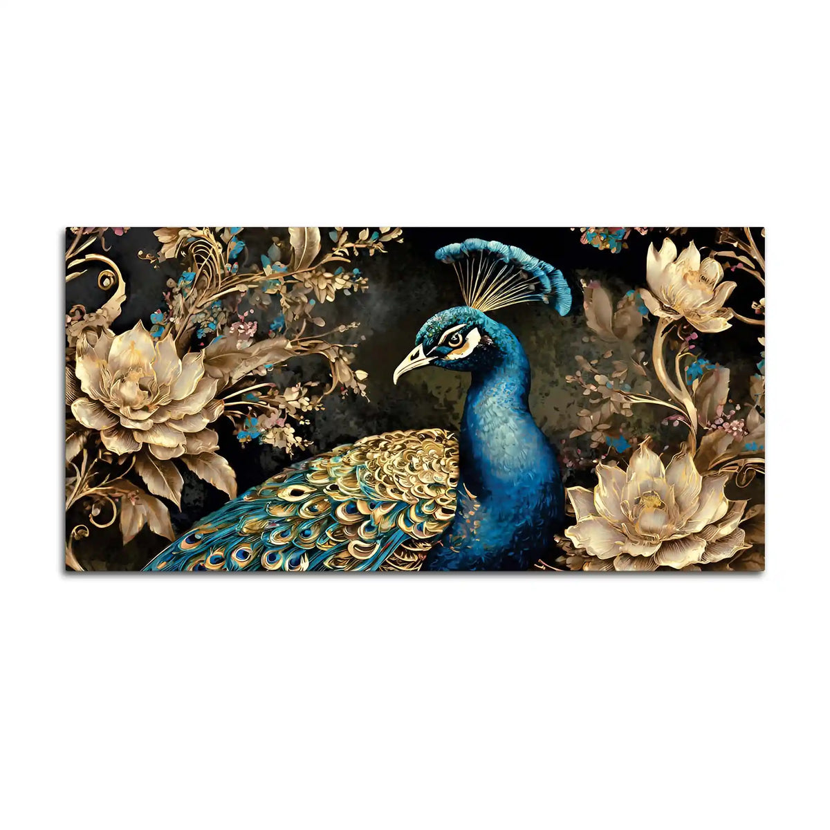 Premium Peacock Floral Canvas Painting for Living Room Décor