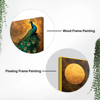 Premium Peacock Full Moon Night Scene Canvas Wall Painting