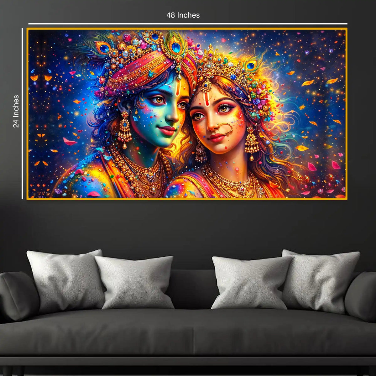 Premium Radha Krishna Multicolor Divine Art Crystal Glass Wall Painting