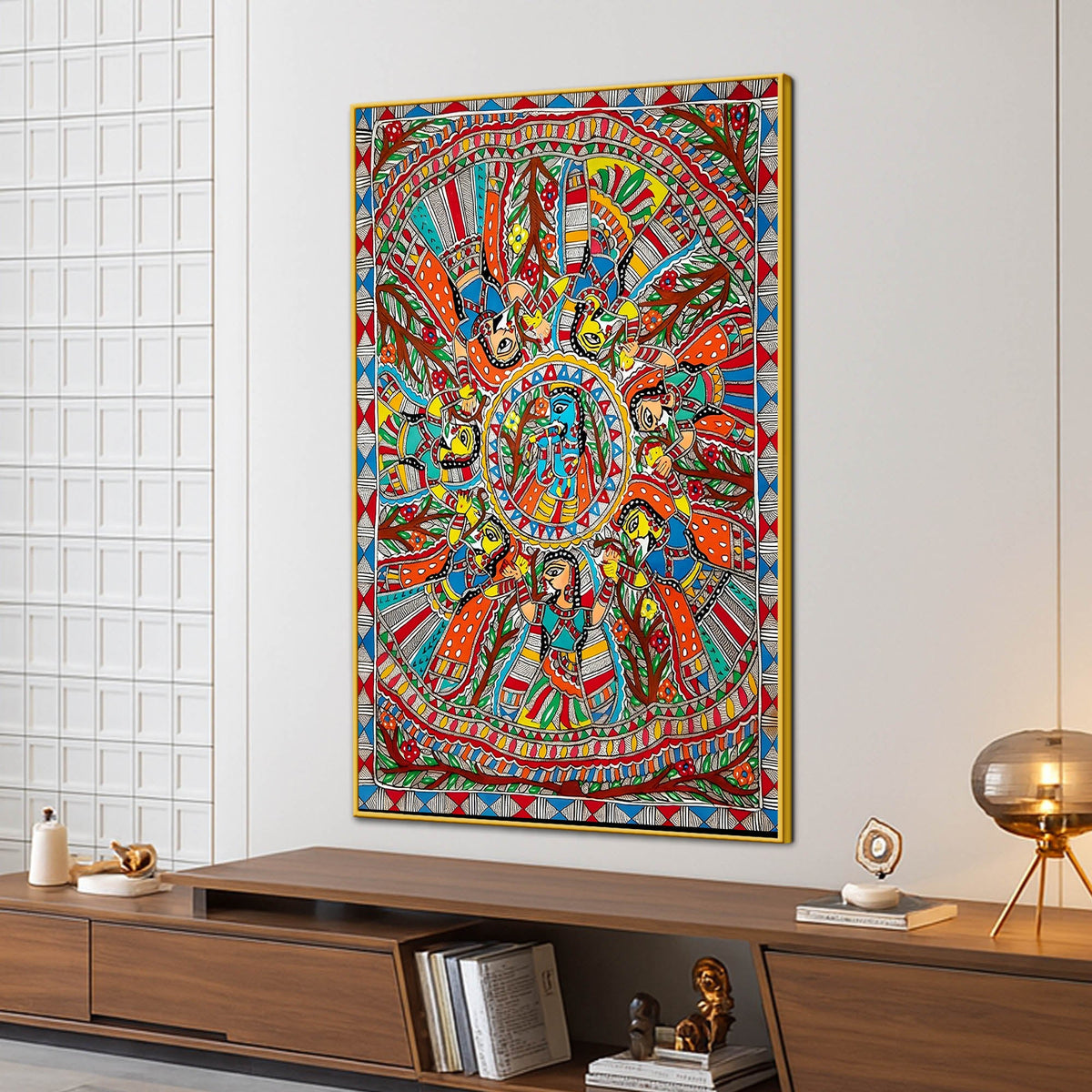 Premium Religious Cultural Madhubani Style Canvas Painting