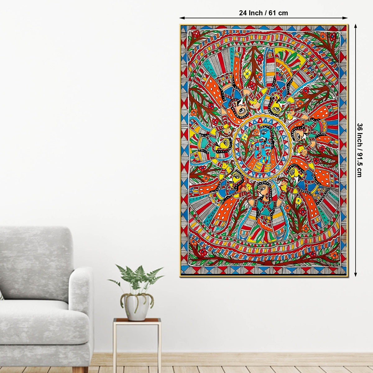 Premium Religious Cultural Madhubani Style Canvas Painting