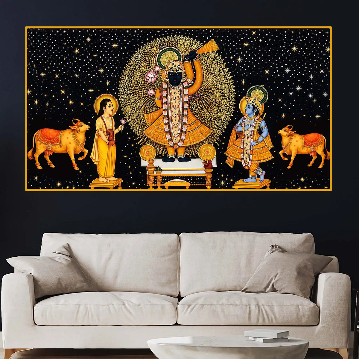 Premium Religious Shrinath Ji Crystal Glass Wall Painting