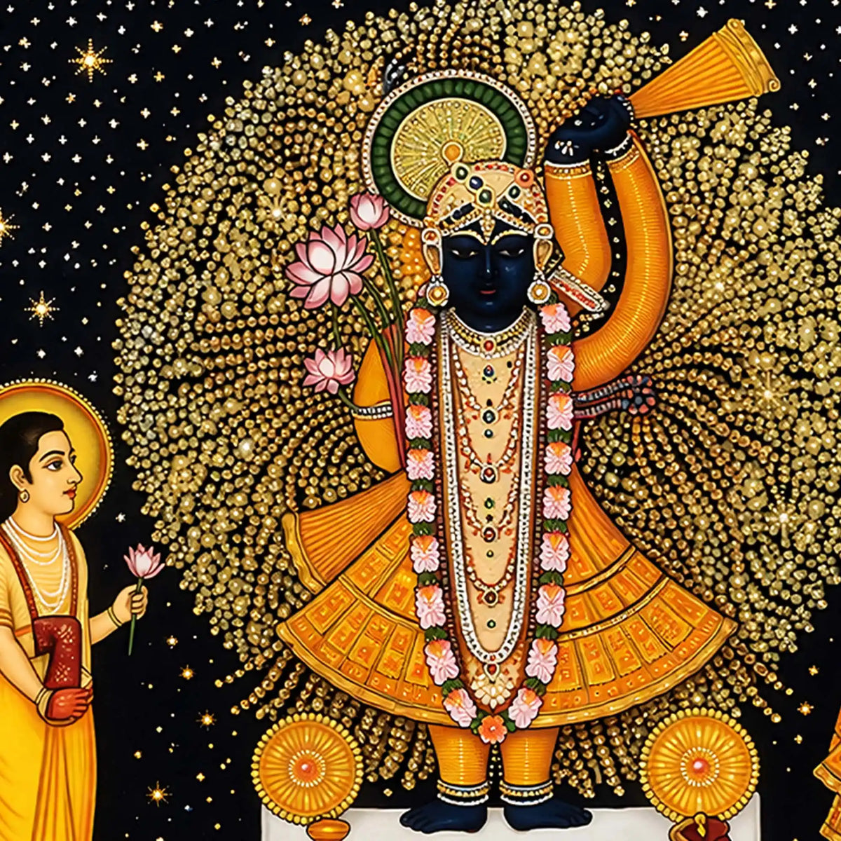Premium Religious Shrinath Ji Crystal Glass Wall Painting