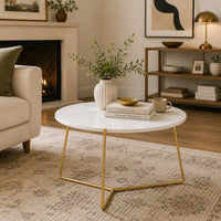 Premium Round Center Table for Living Room with Marble Finish