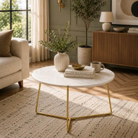 Premium Round Center Table for Living Room with Marble Finish