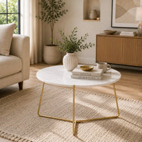 Premium Round Center Table for Living Room with Marble Finish