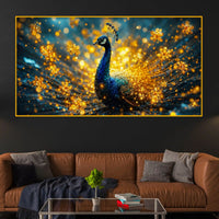 Premium Royal Peacock Crystal Glass Wall Painting