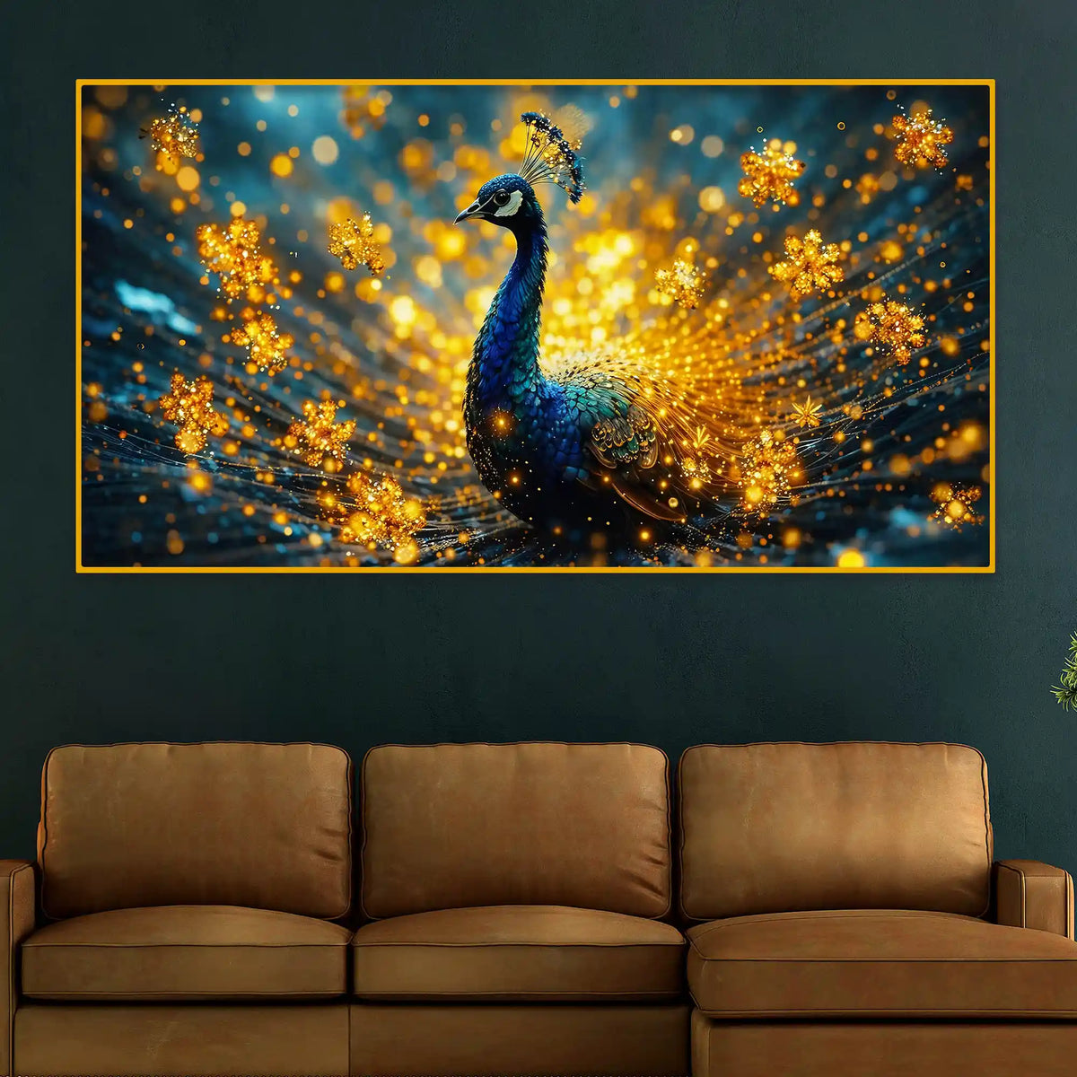 Premium Royal Peacock Crystal Glass Wall Painting
