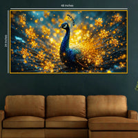 Premium Royal Peacock Crystal Glass Wall Painting
