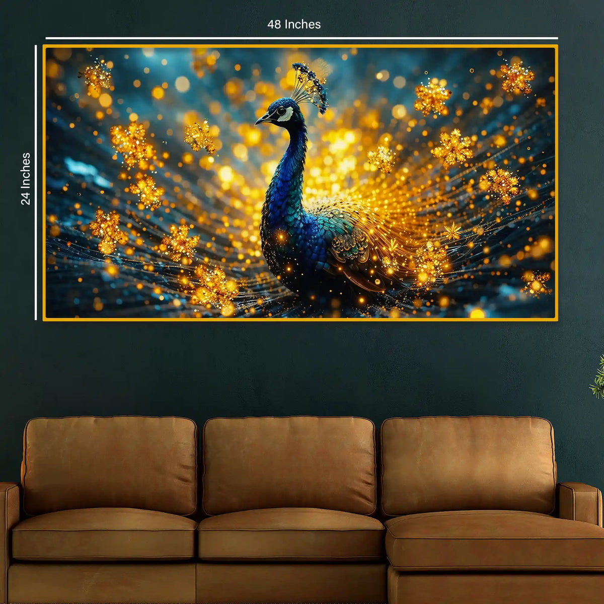 Premium Royal Peacock Crystal Glass Wall Painting