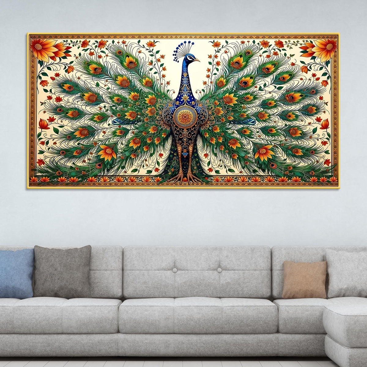 Premium Royal Peacock Decor Canvas Wall Art Painting
