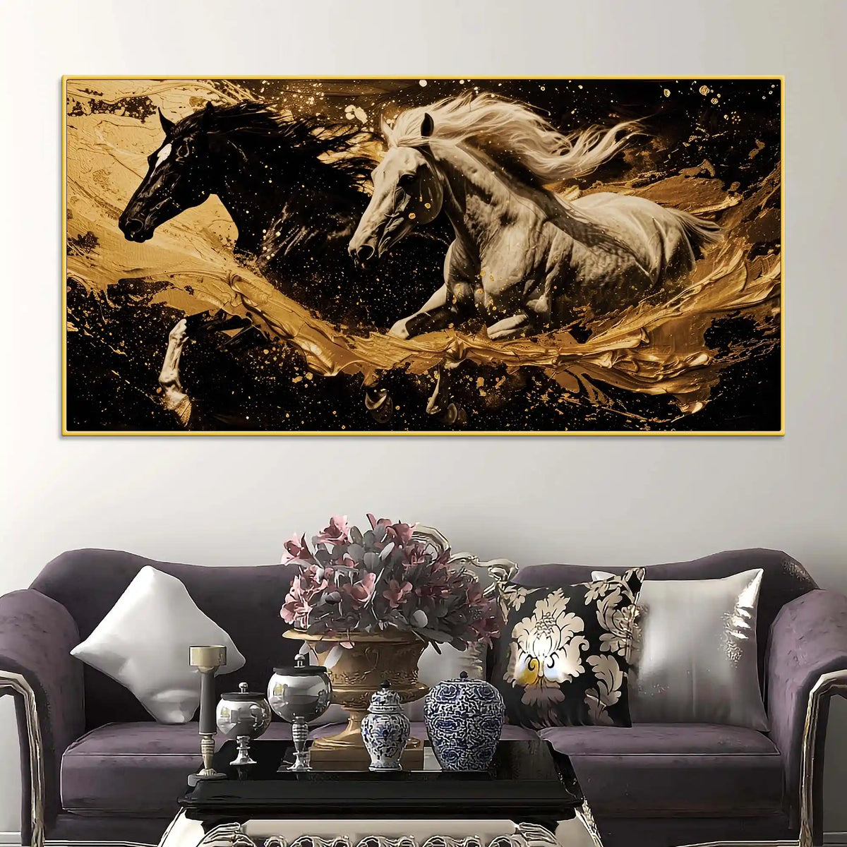Premium Running Horses Canvas Painting for Living Room