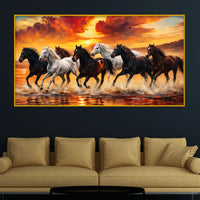 Premium Running Horses Crystal Glass Wall Painting