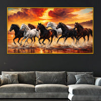 Premium Running Horses Crystal Glass Wall Painting