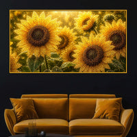 Premium Sunflower Bloom Floating Frame Crystal Wall Art Painting