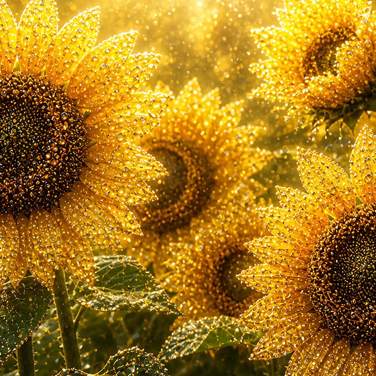 Premium Sunflower Bloom Floating Frame Crystal Wall Art Painting
