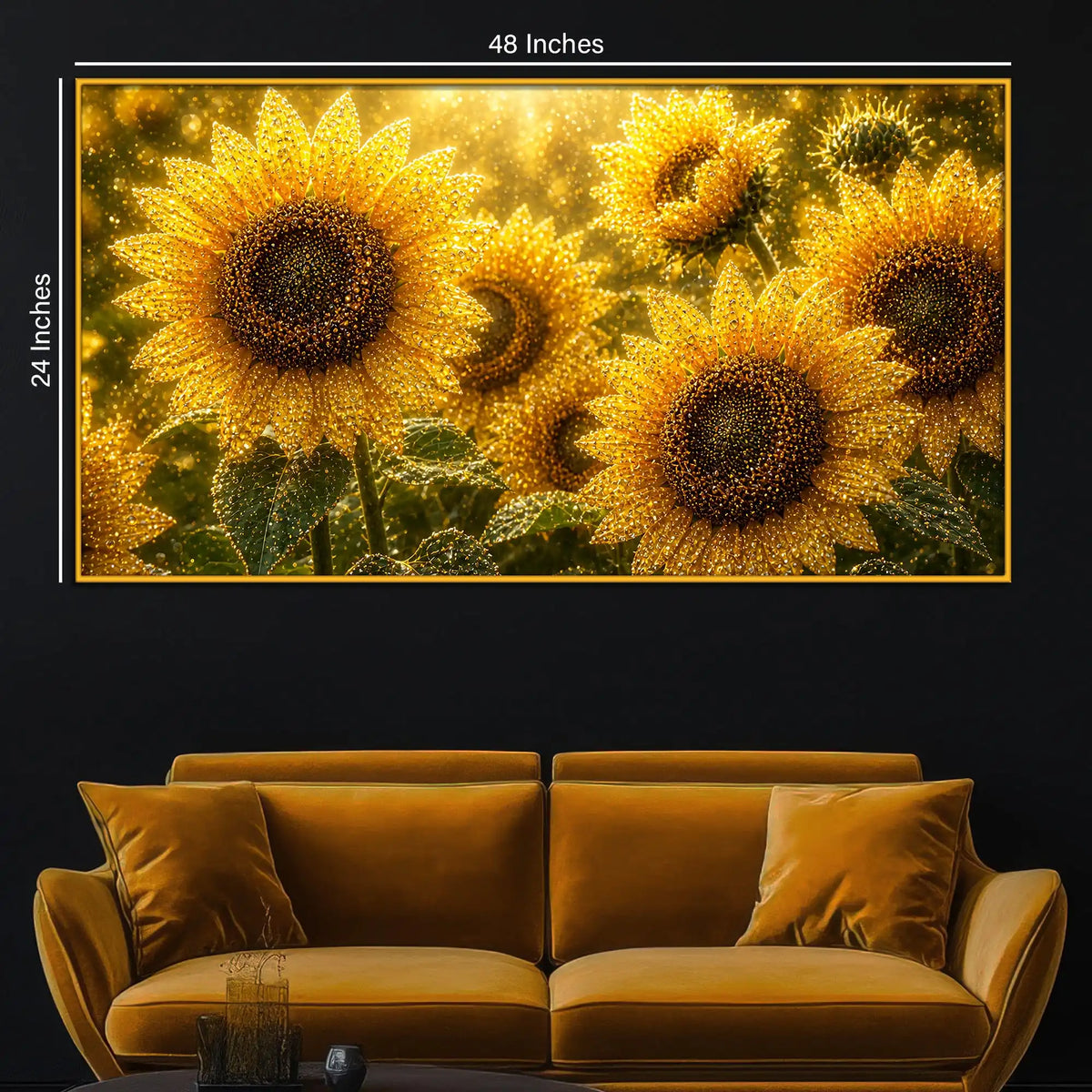 Premium Sunflower Bloom Floating Frame Crystal Wall Art Painting