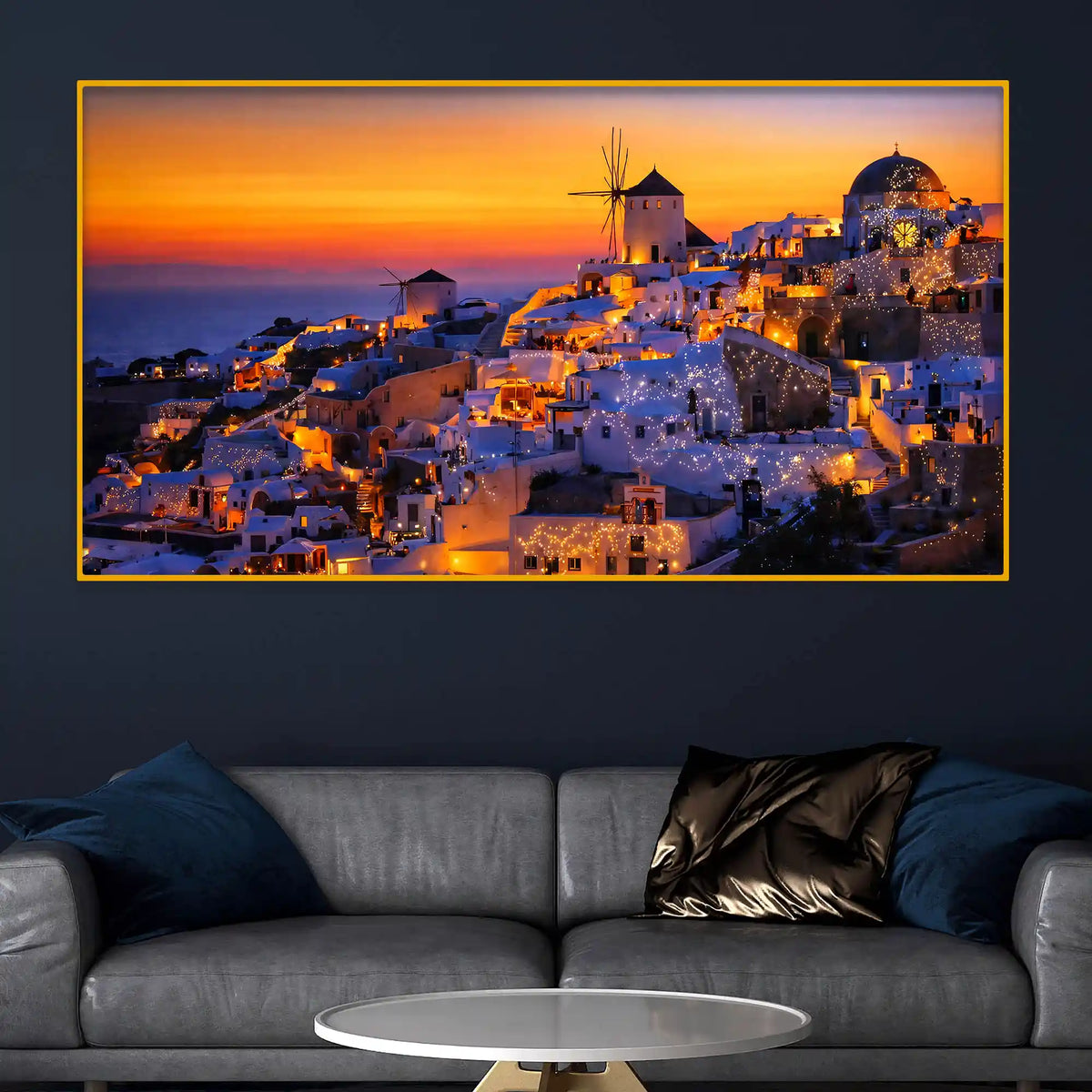 Premium Sunset City View Crystal Glass Wall Art Painting
