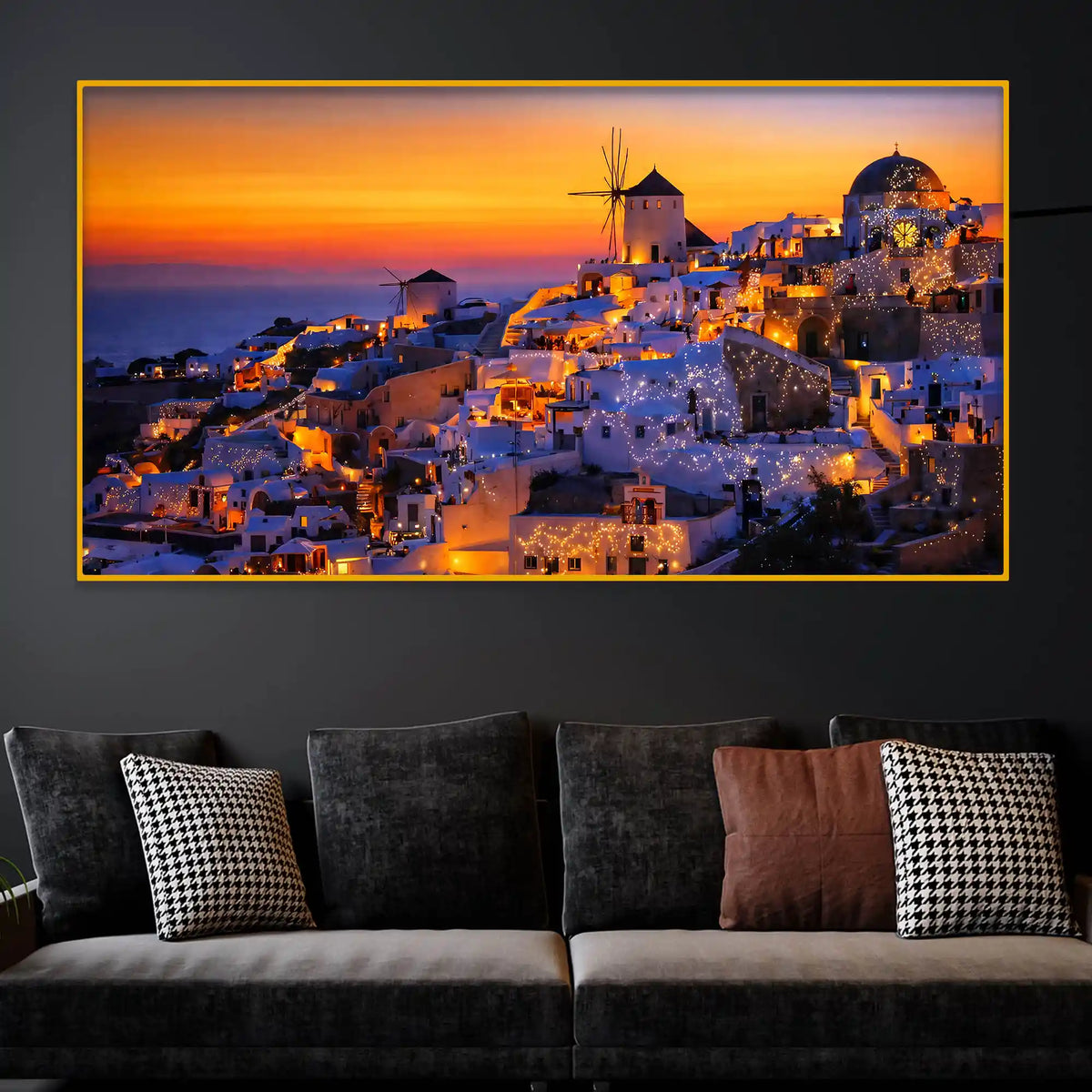 Premium Sunset City View Crystal Glass Wall Art Painting