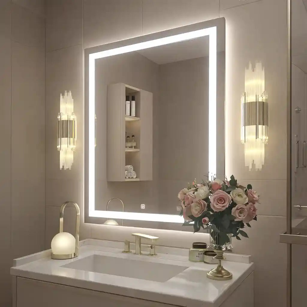 Premium Vanity Mirror Cabinet with Ambient LED Frame and Shelves