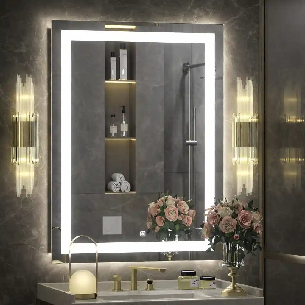 Premium Vanity Mirror Cabinet with Ambient LED Frame and Shelves