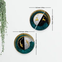 Premium Wall Hanging Plates of Golden Fish and Deers Set of Two