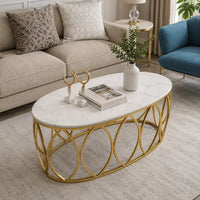 Premium White Centre Table With Golden Base